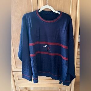 Navy Blue and Red Men's Sweater